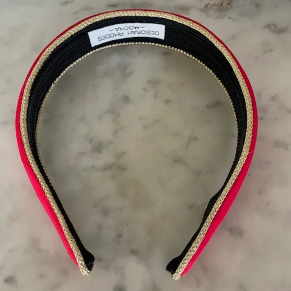 DEBORAH RHODES MOCHA Red Gold Padded Vintage Headband
